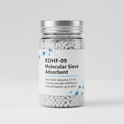 KDHF-09 Молекулярное сито-адсорбент с высокой адсорбцией воды ≥21,0%, прочностью на раздавливание ≥90 Н/частицу и термической стабильностью до 400°C